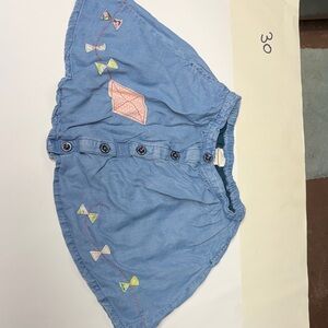 Matilda Jane Denim Blue Skirt with Colorful Kite and Bow Accents